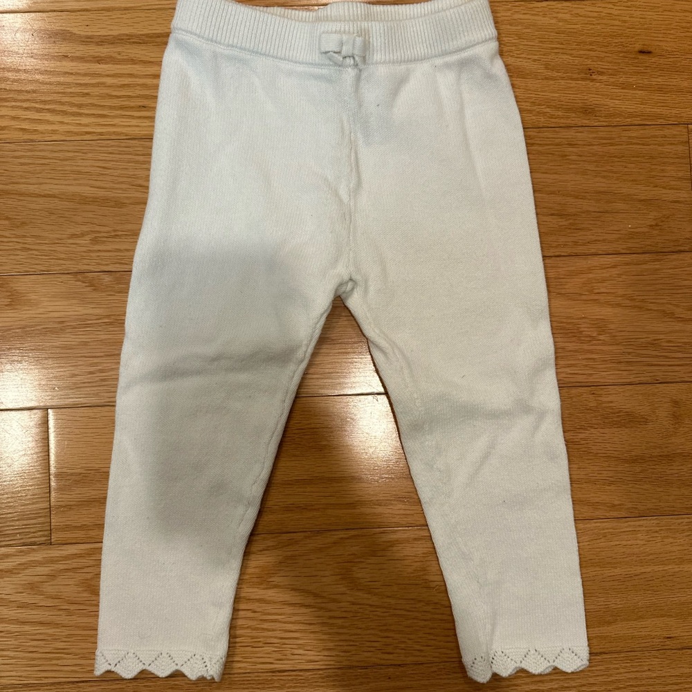 Janie and Jack Baby Crochet Trim Sweater Pant in ivory cotton
